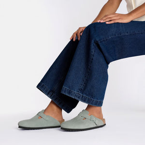 Birkenstock Boston Pure Sage Soft Footbed Made In Germany