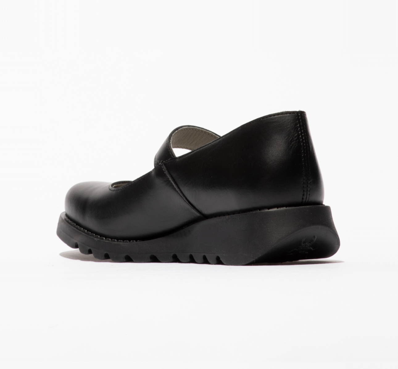 Fly London Samp132Fly Black Leather Buckle Mary Jane Wedges Made In Portugal