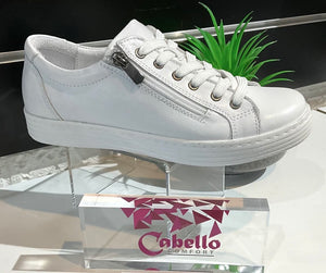 Cabello Comfort Unity White 6 Eyelet Zip Shoe Made In Turkey