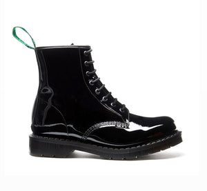 Solovair Black Patent Leather 8 Eyelet Boot Made In England