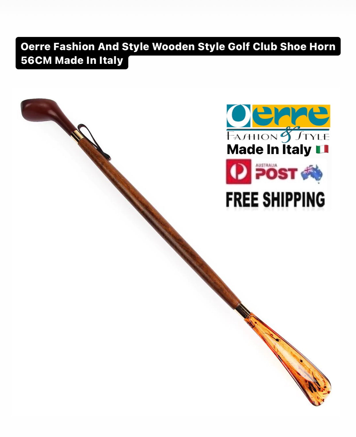Oerre Fashion And Style Wooden Style Golf Club Shoe Horn 56CM Made In Italy