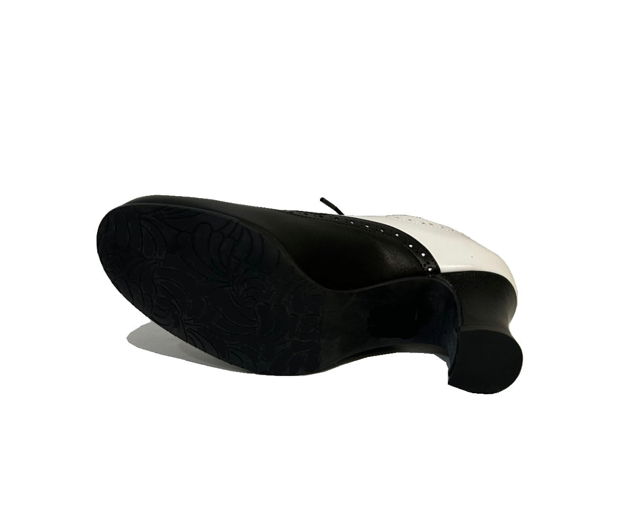 Rock n’ Dot 8526 Black White Leather 2 Eyelet Lace Up Court Shoe Made In Portugal