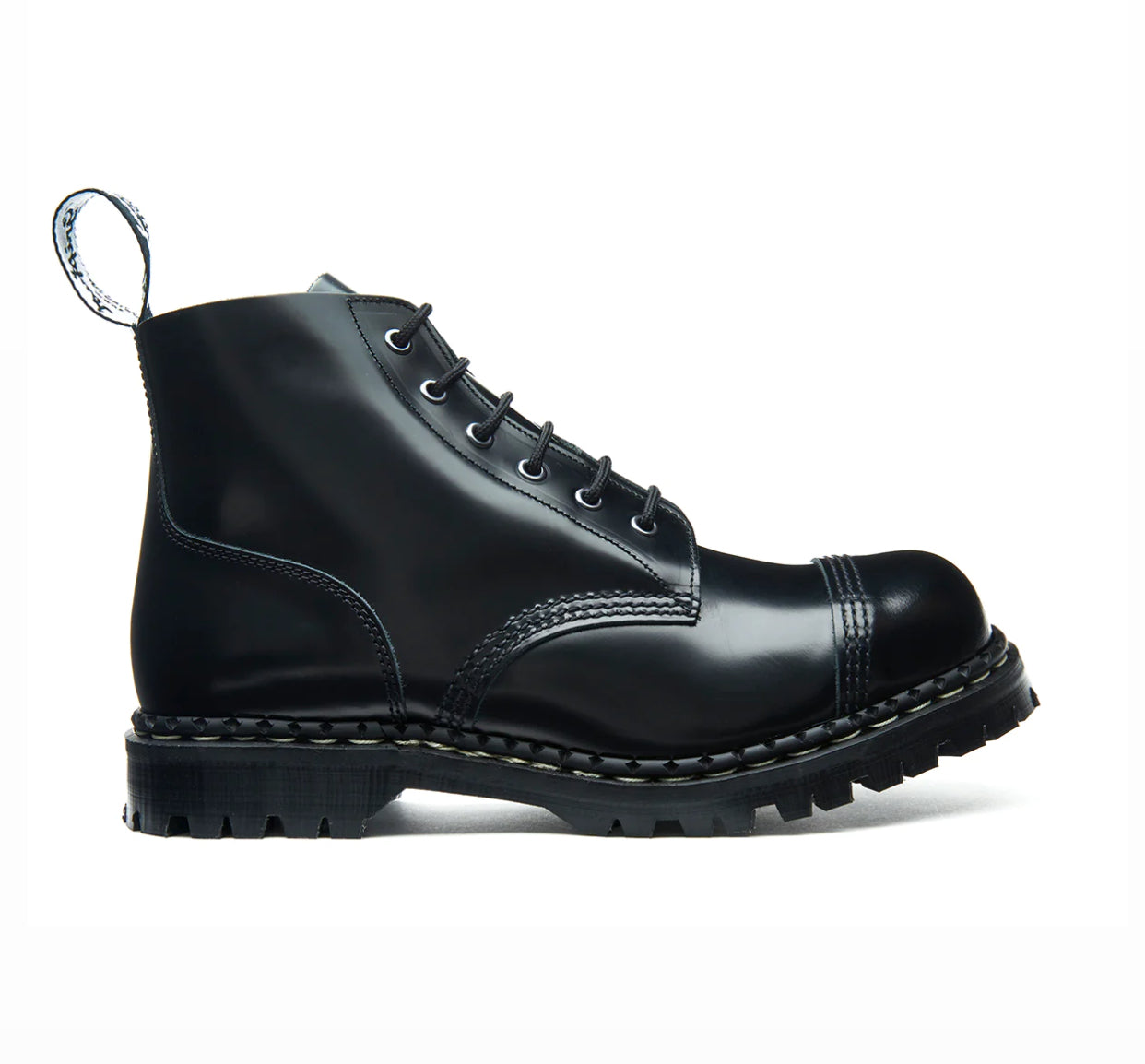 Gripfast Black Hi-Shine Steel Toe 6 Eyelet Boot Made In England