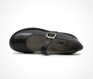 Fly London Samp132Fly Black Leather Buckle Mary Jane Wedges Made In Portugal