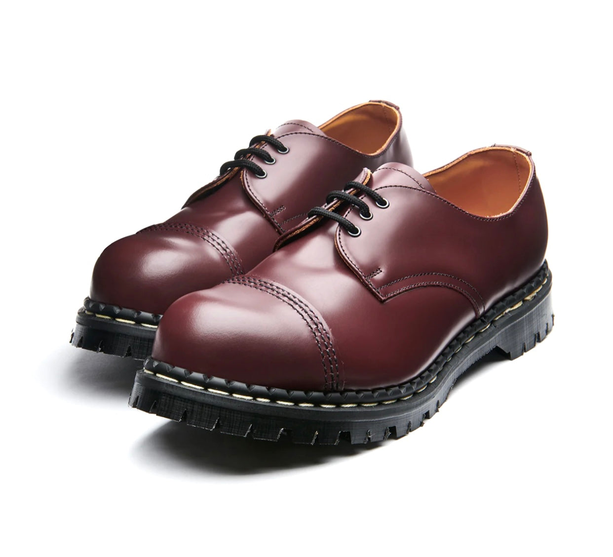 Gripfast Oxblood Hi Shine 3 Eyelet Steel Toe Gibson Shoe Made In England