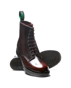 Solovair Burgundy Rub Off 8 Eyelet Zip Boot Made In England