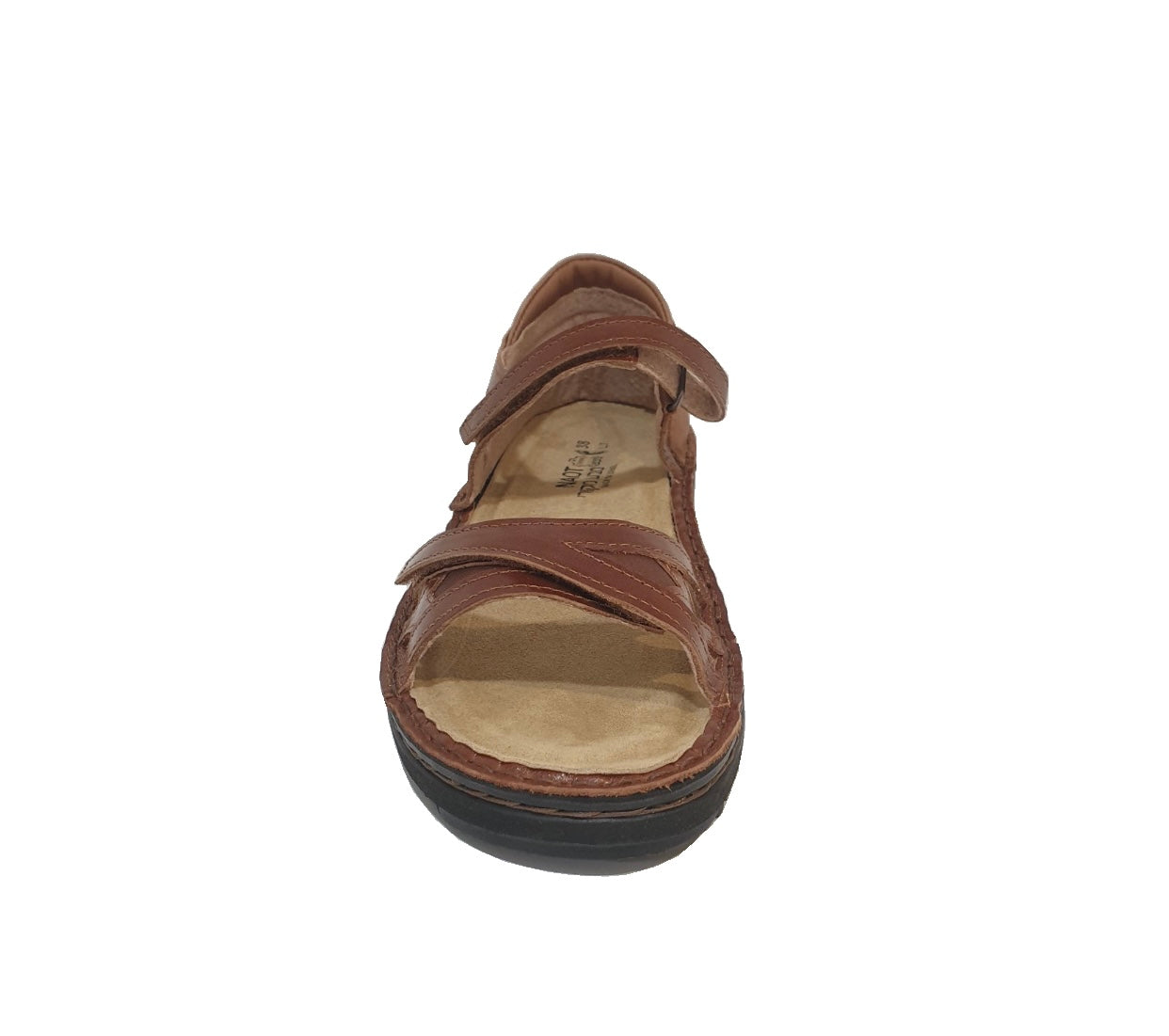 Naot Tatiana Latte Brown Maple Leather Velcro Sandals Made In Israel