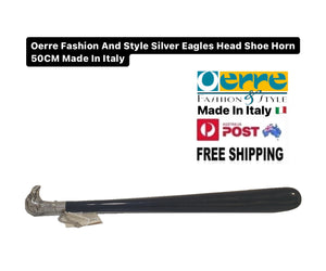 Oerre Fashion And Style Silver Eagles Head Shoe Horn 50CM Made In Italy