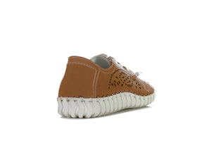 Cabello Comfort Sevil Tan 4 Eyelet Elastic Lace Up Shoe Made In Turkey