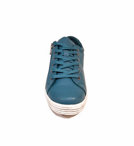 Cabello Comfort Unity Petrol Turquoise Light Blue 6 Eyelet Zip Shoe Made In Turkey