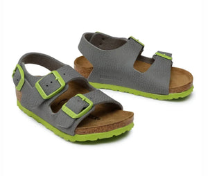 Birkenstock Milano Kids Kinder Desert Soil Gray Green Birko-Flor Made In Germany