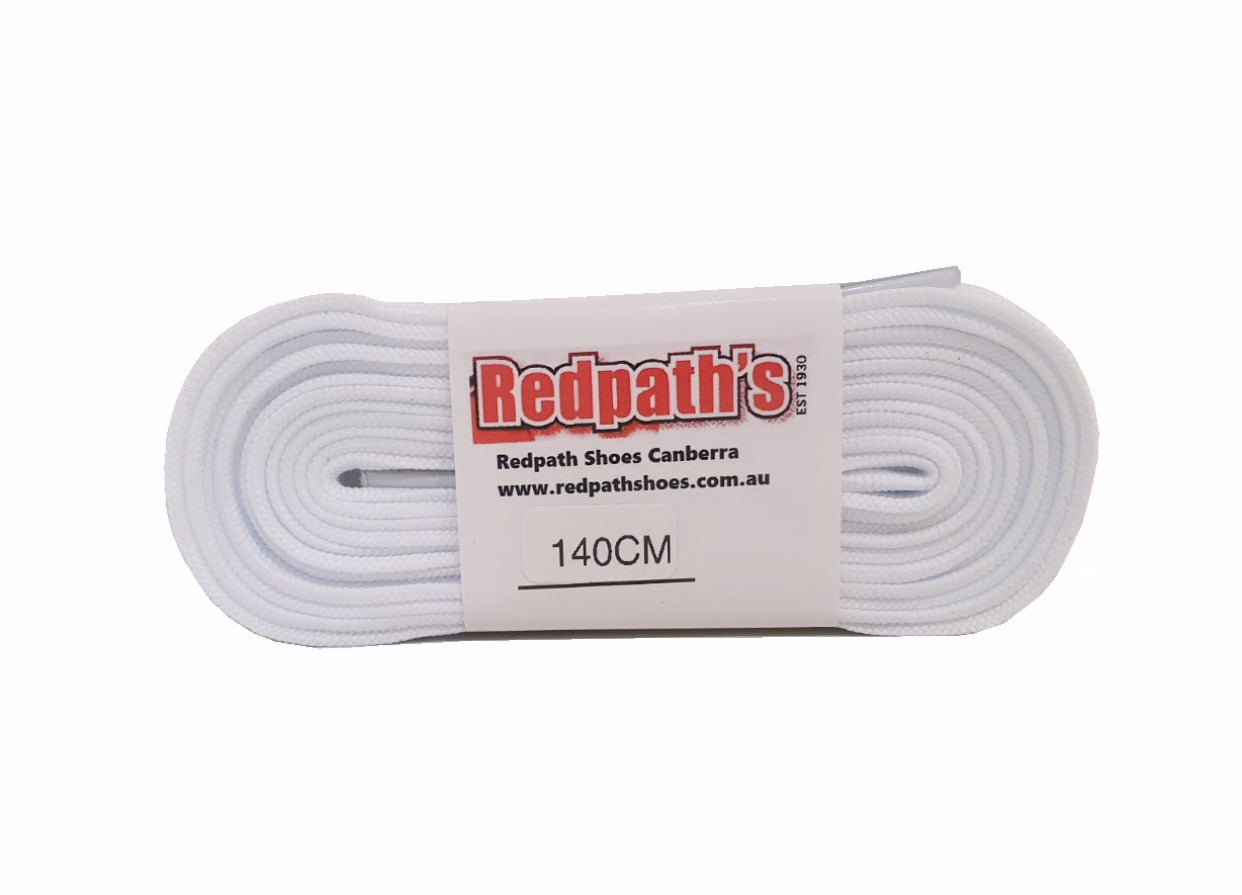 Redpath’s White 55 Inch 140cm (8-10 Eyelet) Flat Polyester Shoe Laces