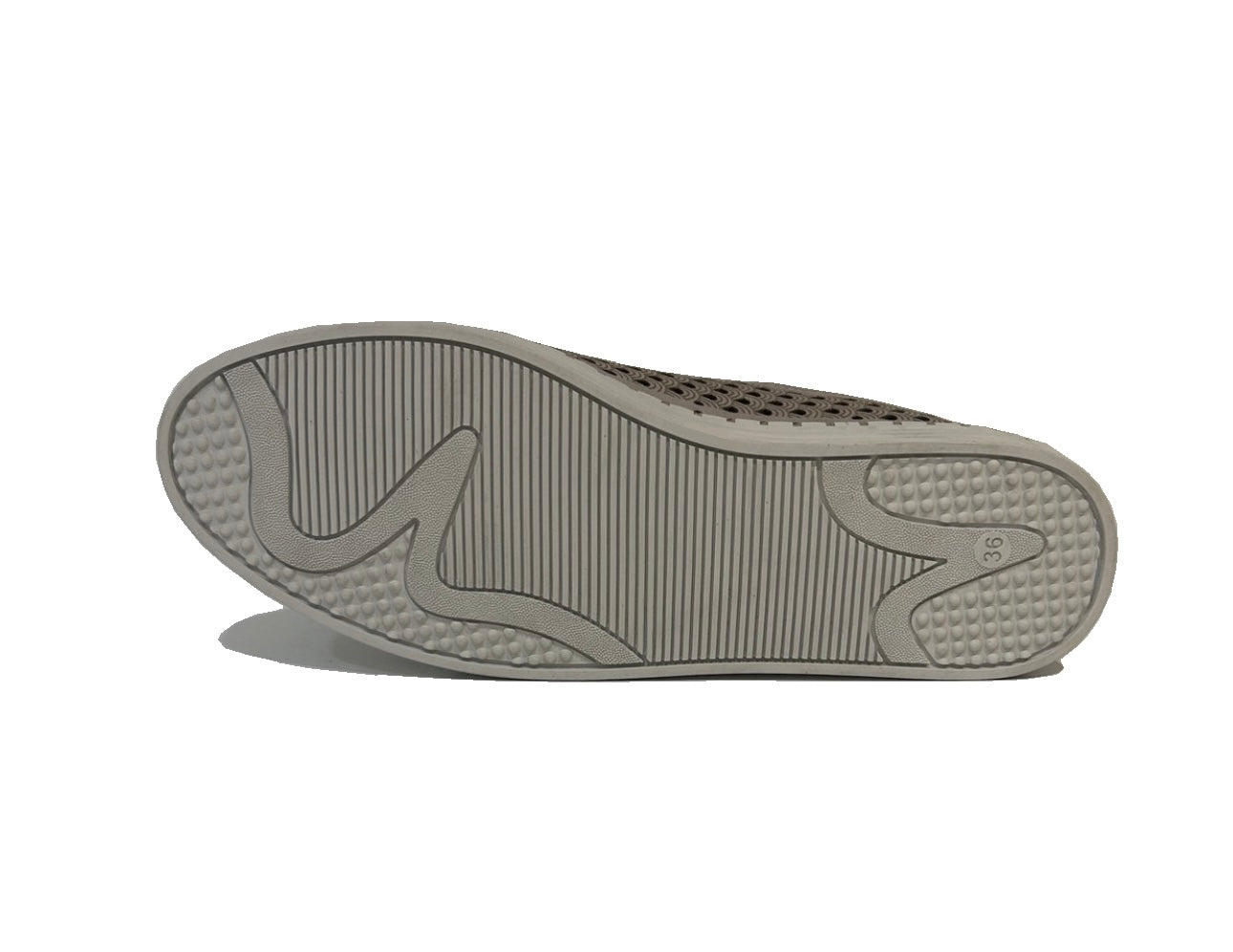 Sala Europe Lasso Silver Grey Perforated Leather Slip On Shoe Made In Turkey