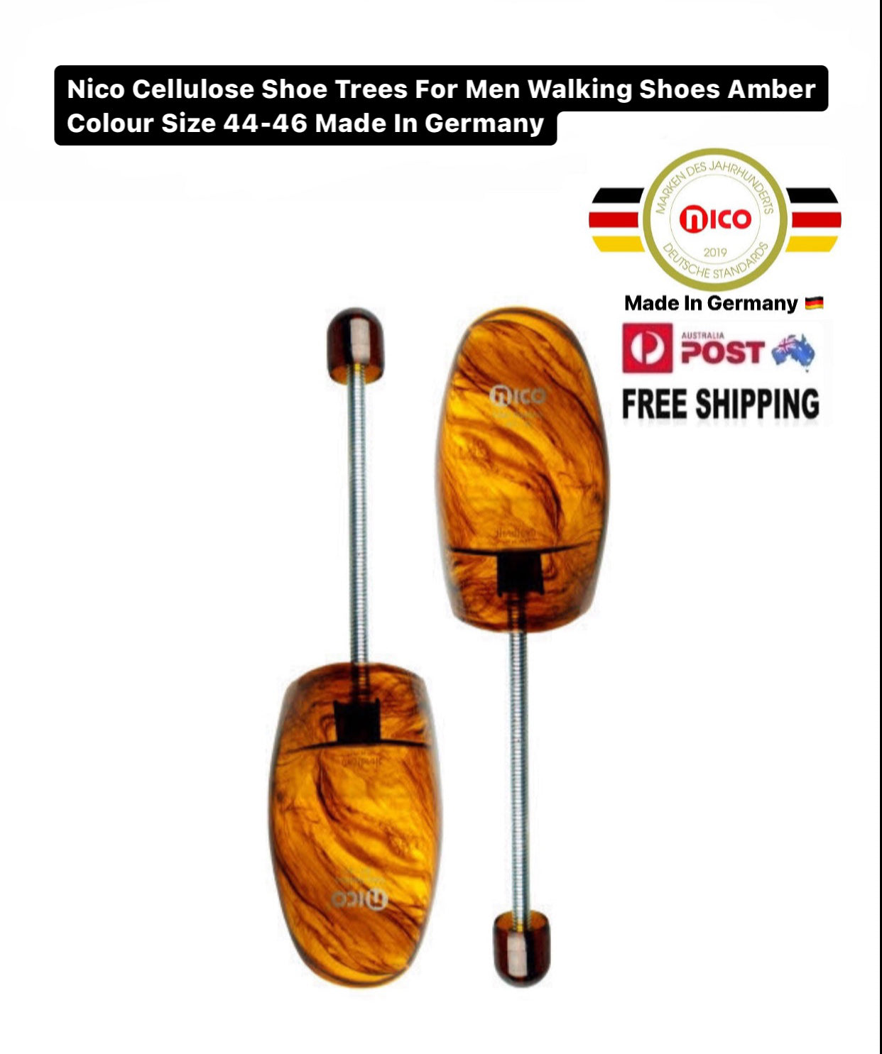 Nico Cellulose Shoe Trees For Men Walking Shoes Amber Colour Size 44-46 Made In Germany