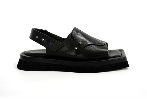 靴 yuko imanishi +/platform sandals Yuko Imanishi + 732054 Chisa Black Square Open Toe Sandal