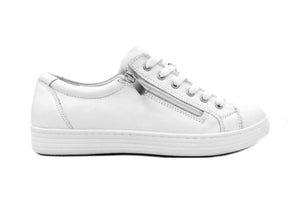 Cabello Comfort Unity White 6 Eyelet Zip Shoe Made In Turkey