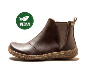 El Naturalista N786T Brown Rugged Nido Vegan Pull On Ankle Boot Made In Spain