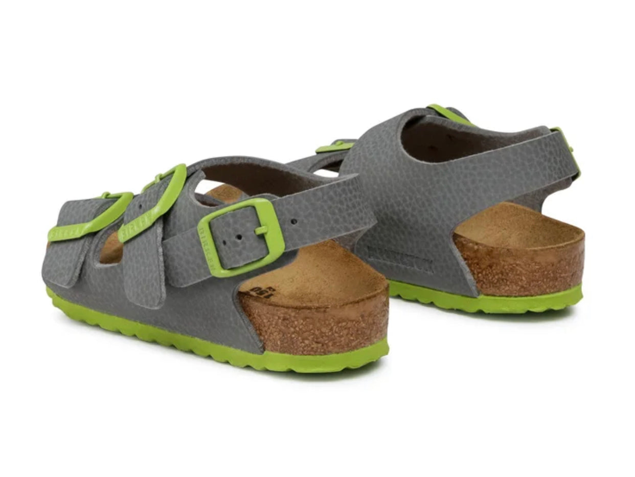 Birkenstock Milano Kids Kinder Desert Soil Gray Green Birko-Flor Made In Germany