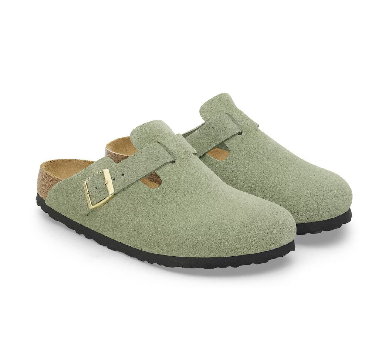 Birkenstock Boston Green Tea Suede Soft Footbed Made In Germany