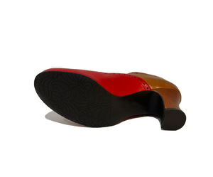 Rock n’ Dot 8526 Rosso Brandy Red Light Tan Brown Leather 2 Eyelet Court Shoe Made In Portugal
