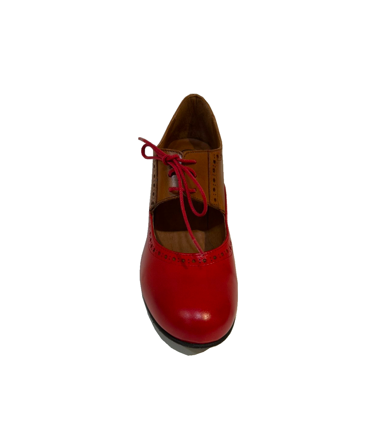 Rock n’ Dot 8526 Rosso Brandy Red Light Tan Brown Leather 2 Eyelet Court Shoe Made In Portugal