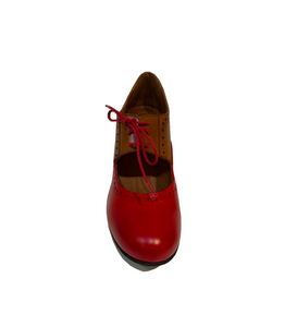 Rock n’ Dot 8526 Rosso Brandy Red Light Tan Brown Leather 2 Eyelet Court Shoe Made In Portugal