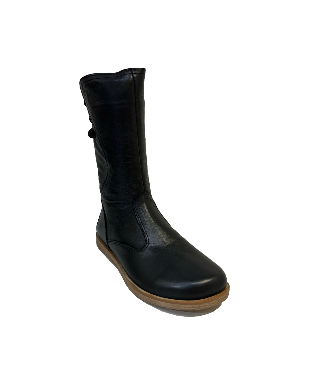 Sala Europe Zita Black Leather Zip Mid Calf Boot Made In Turkey ...