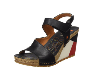 Art 1330 Memphis Güell Black Open Toe Wedge Made In Spain