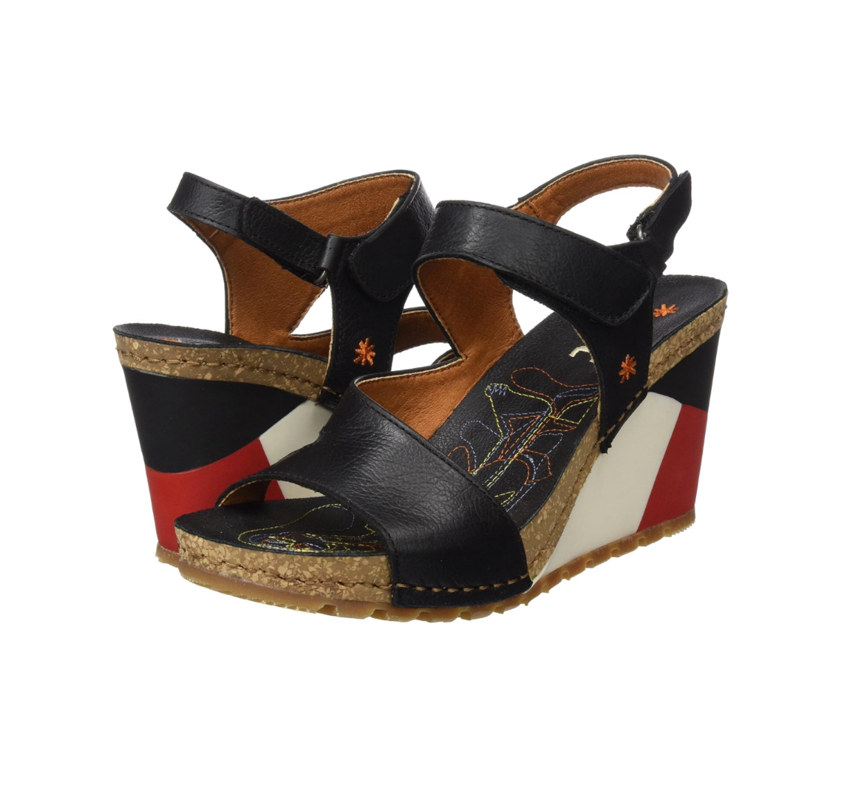 Art 1330 Memphis Güell Black Open Toe Wedge Made In Spain