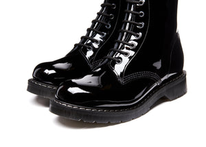 Solovair Black Patent Leather 8 Eyelet Boot Made In England