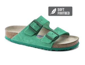 Birkenstock Arizona Bold Green Suede Soft Footbed Made In Germany