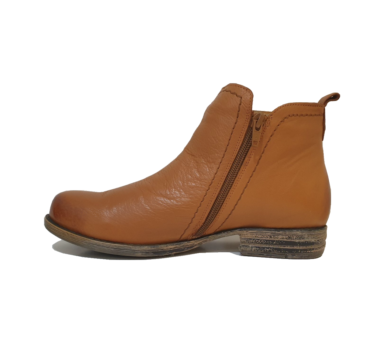Sala Europe Eva-2 Coconut Light Tan Double Zip Ankle Boot Made In Turkey