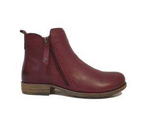 Sala Europe Eva-2 Cherry Red Double Zip Ankle Boot Made In Turkey