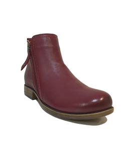 Sala Europe Eva-2 Cherry Red Double Zip Ankle Boot Made In Turkey