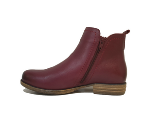 Sala Europe Eva-2 Cherry Red Double Zip Ankle Boot Made In Turkey