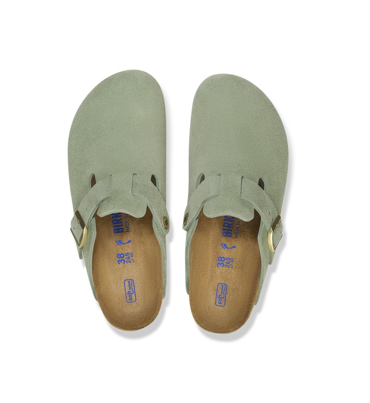 Birkenstock Boston Green Tea Suede Soft Footbed Made In Germany