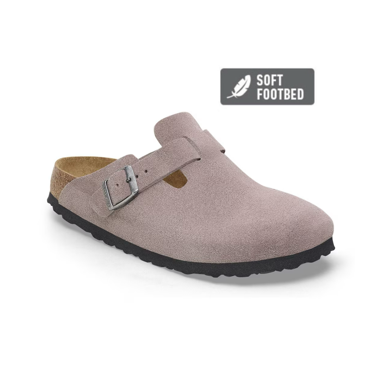 Birkenstock Boston Faded Purple Suede Soft Footbed Made In Germany