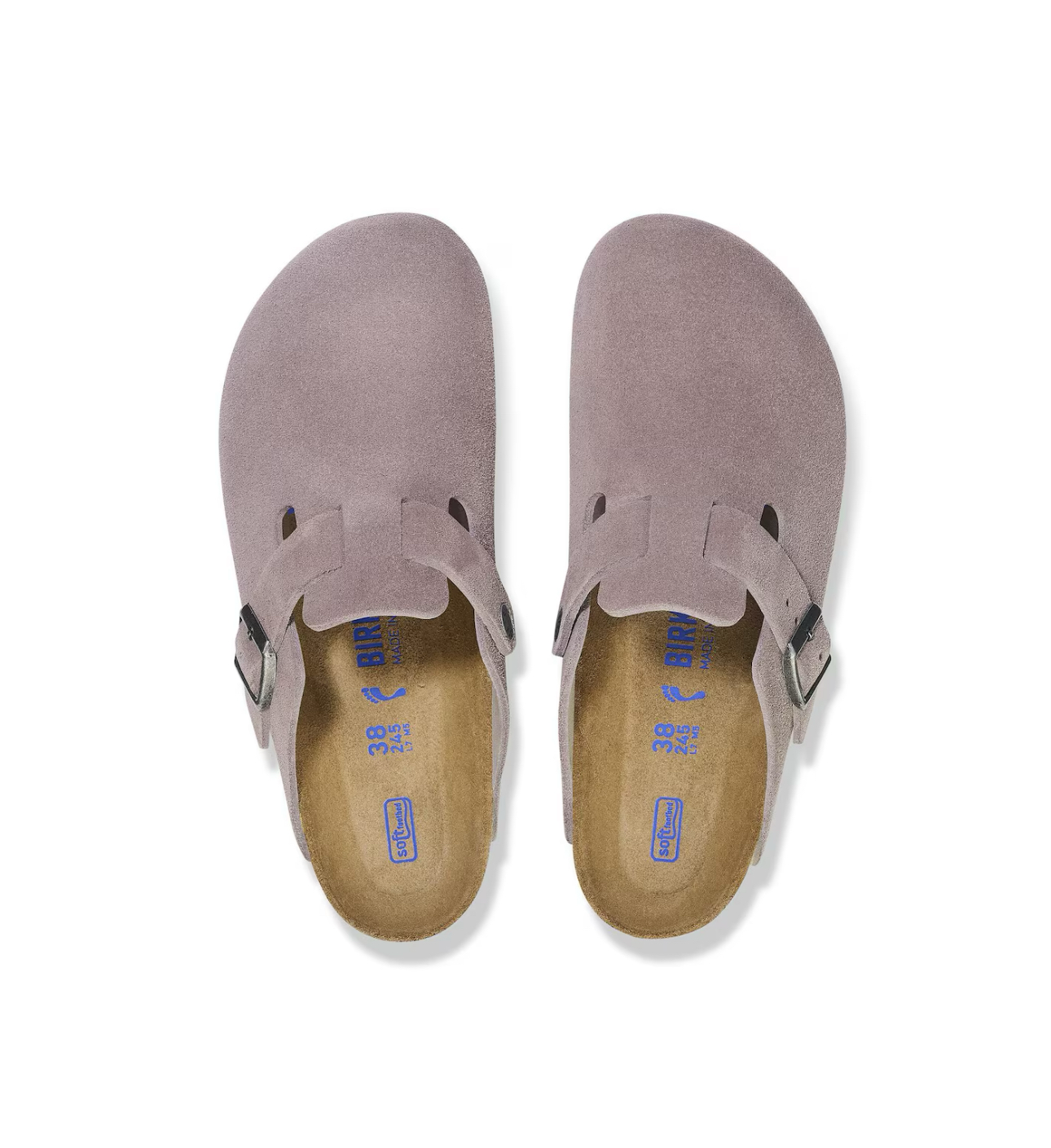 Birkenstock Boston Faded Purple Suede Soft Footbed Made In Germany