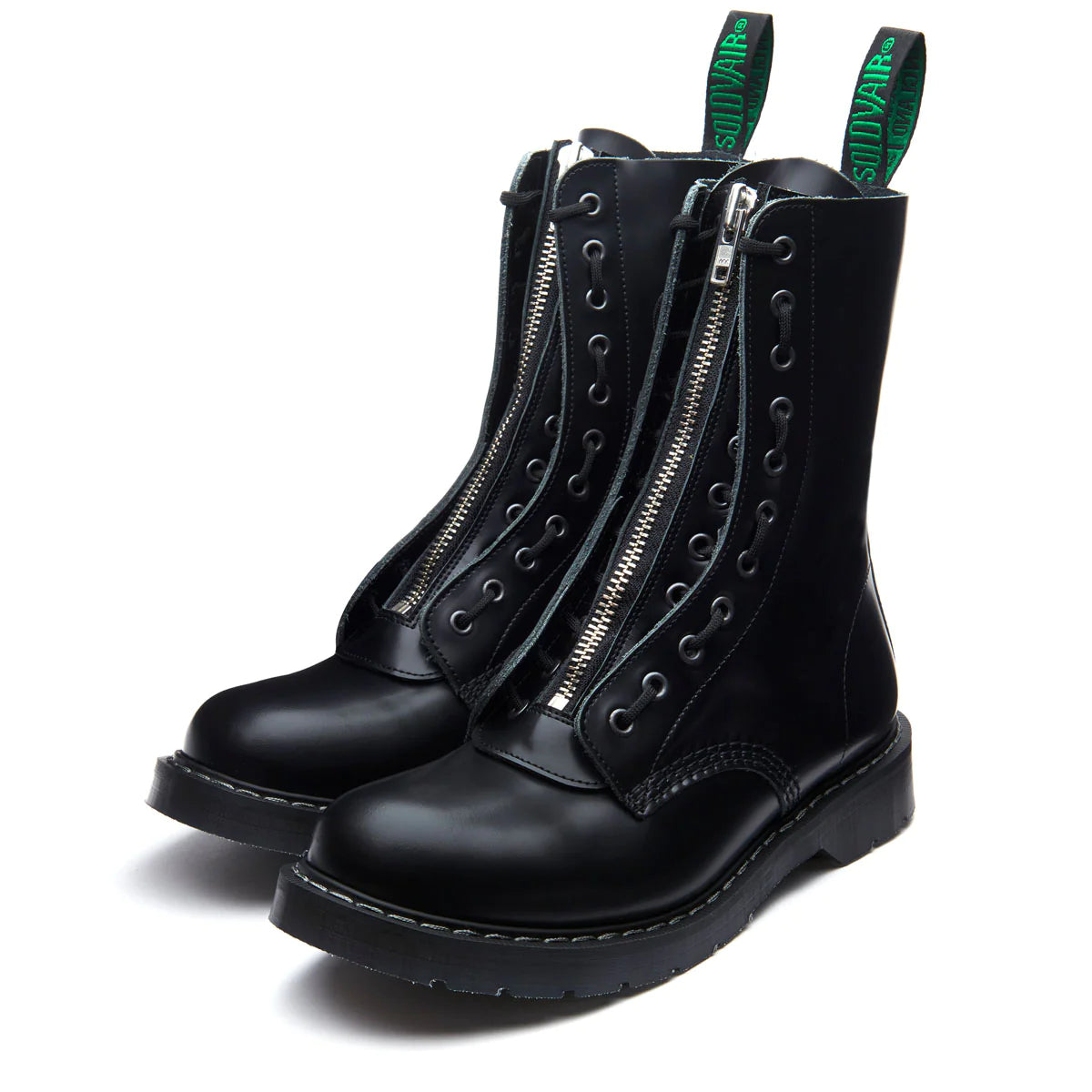 Solovair Gripfast 11 Eye Zip Guard Black Hi-Shine Made In England ...