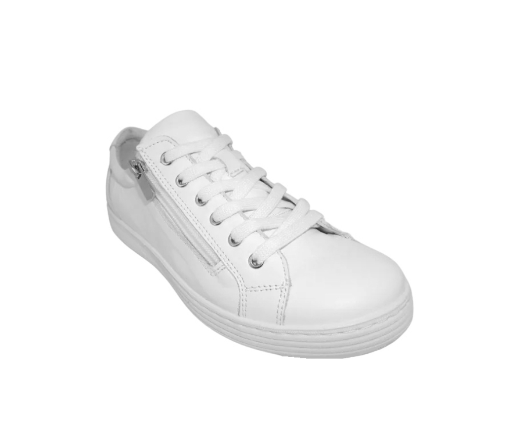 Cabello Comfort Unity White 6 Eyelet Zip Shoe Made In Turkey