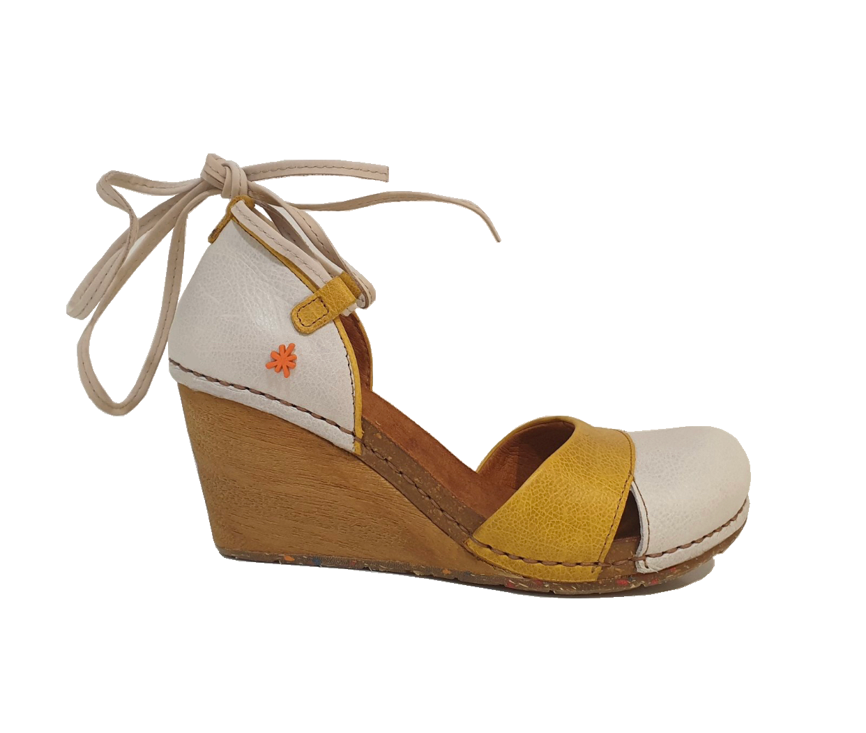 Art Gaucho Bonelyema Off White Yellow Closed Toe Wedge Made In Spain