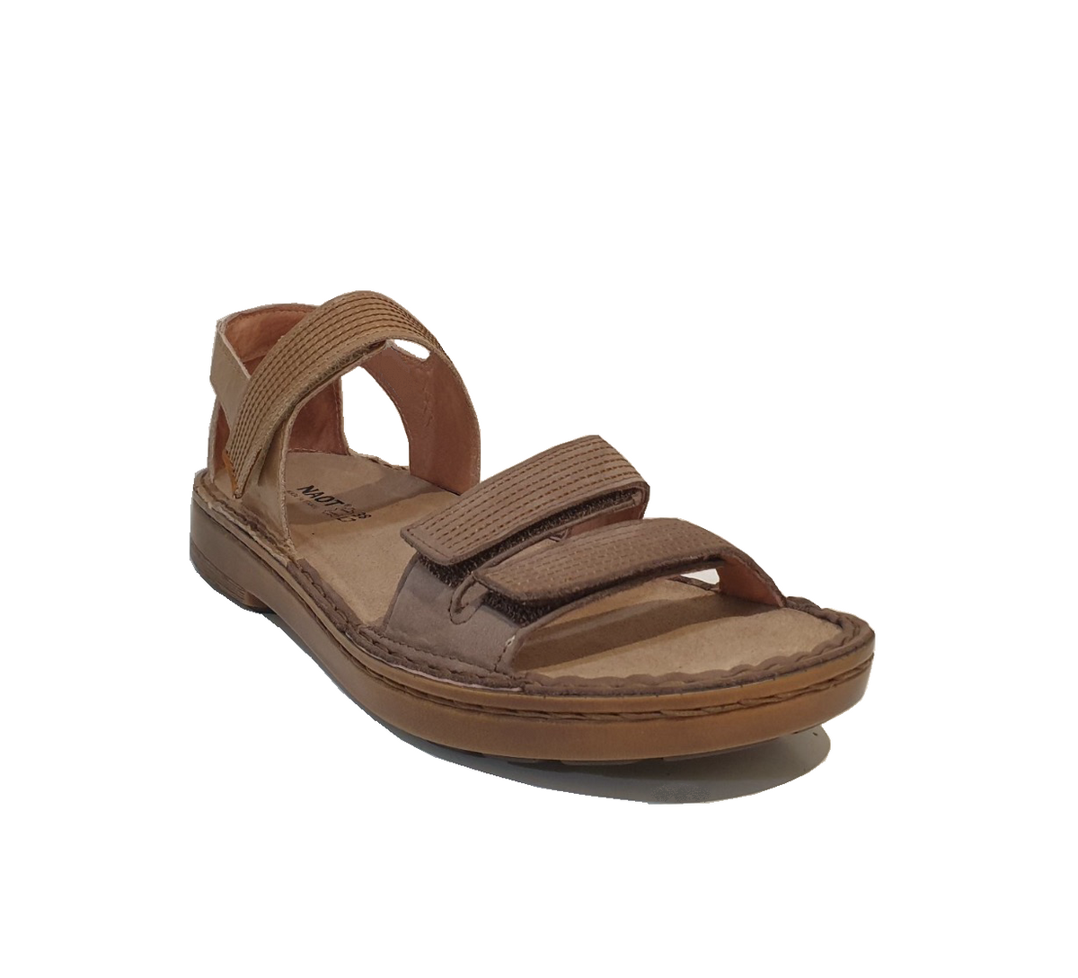 Naot Amarante Shiitake Tan Combo Amber Nubuck Leather 3 Strap Velcro S ...