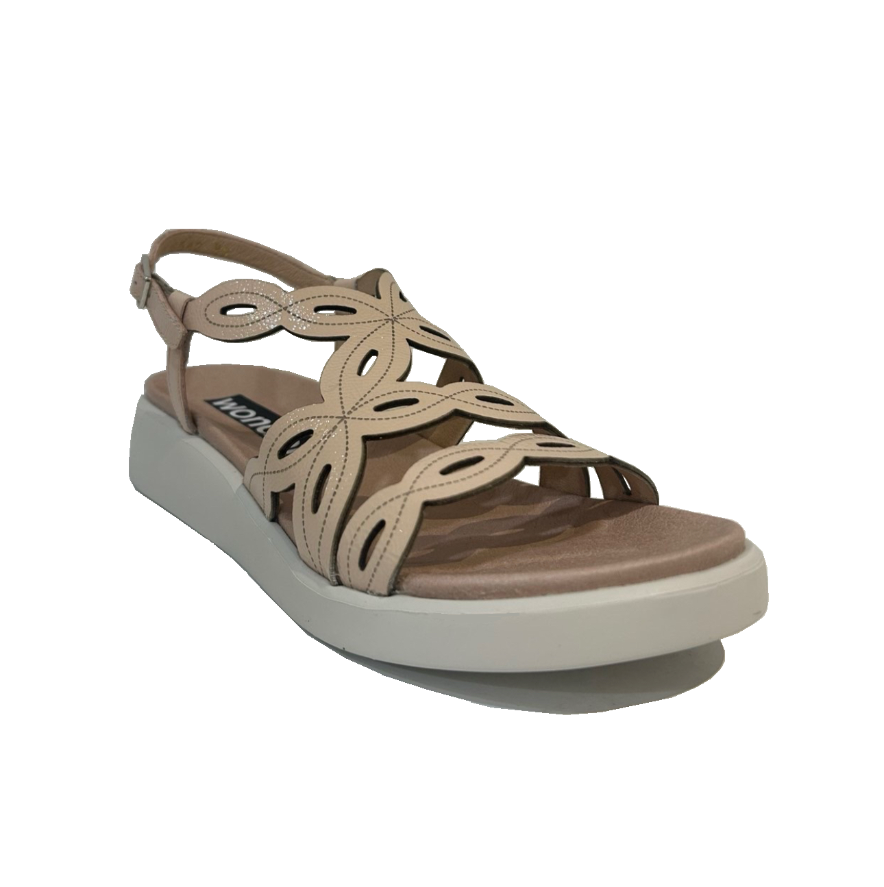 Wonders C-6542 Darya Palo Beige Lack V Patent Leather Buckle Sandal Made In Spain