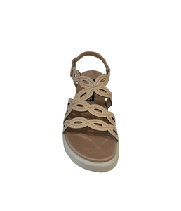 Wonders C-6542 Darya Palo Beige Lack V Patent Leather Buckle Sandal Made In Spain
