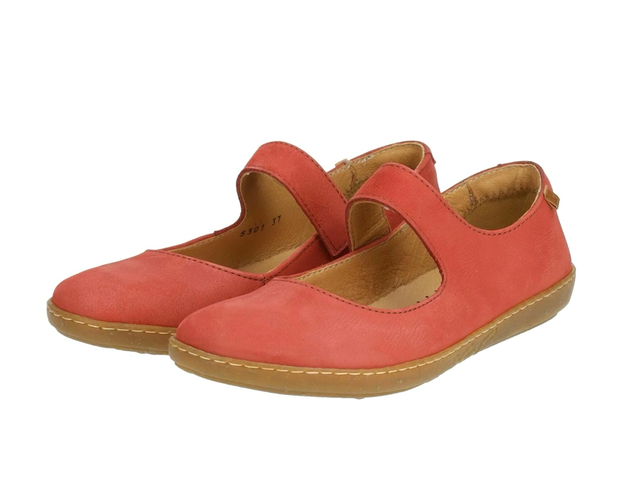 El Naturalista 5301 Frambuesa Pink Red Coral Pleasant Elastic Strap Mary Jane Made In Spain