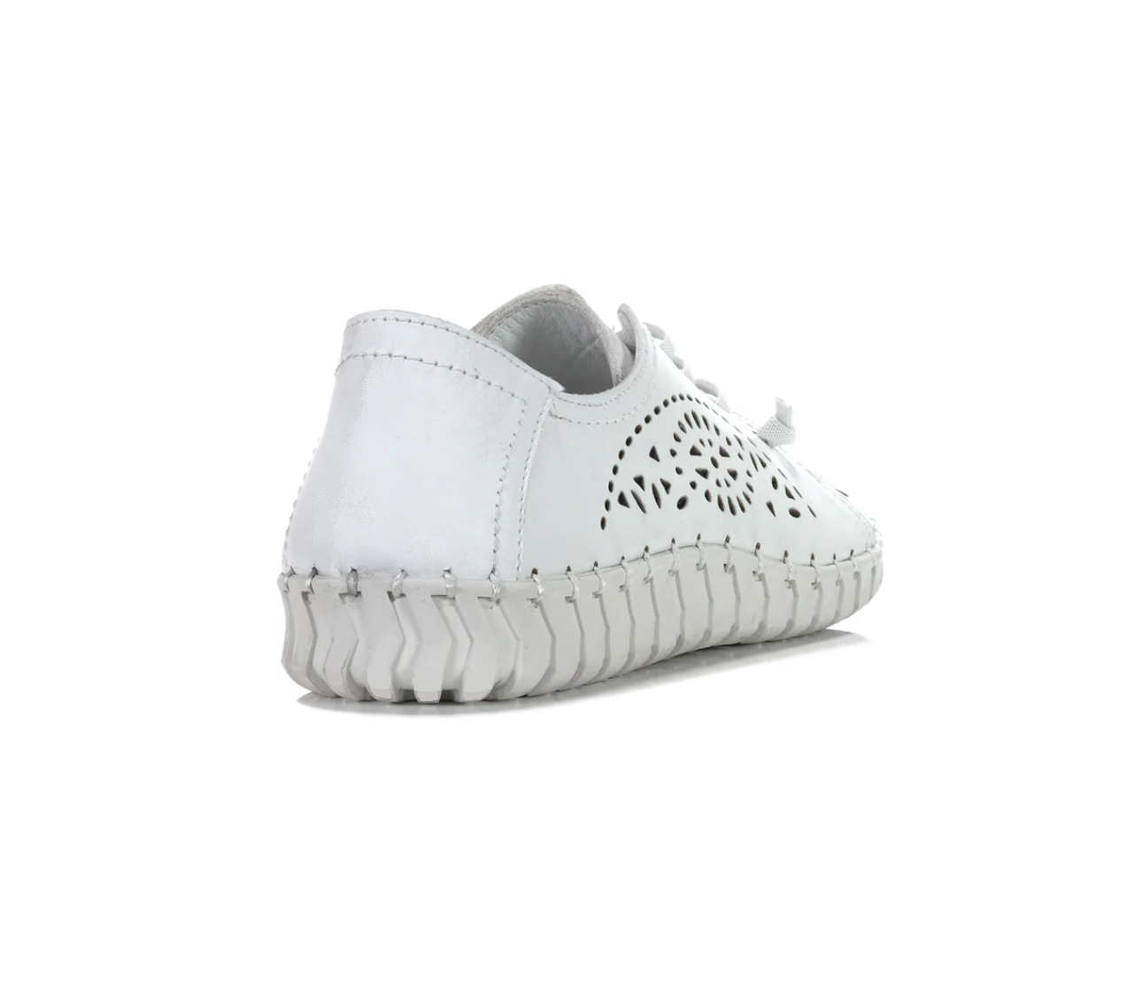 Cabello Comfort Sevil White 4 Eyelet Elastic Lace Up Shoe Made In Turkey
