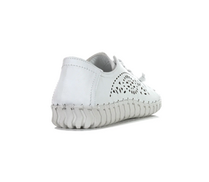 Cabello Comfort Sevil White 4 Eyelet Elastic Lace Up Shoe Made In Turkey