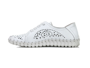 Cabello Comfort Sevil White 4 Eyelet Elastic Lace Up Shoe Made In Turkey