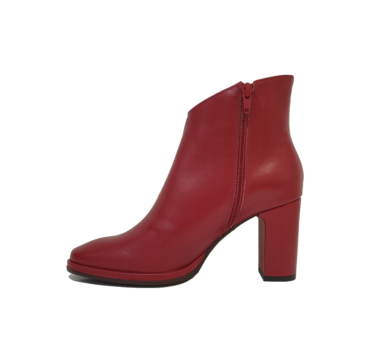 Wonders M-5130 Red Bora Rubi Leather Zip Ankle Boot Made In Spain