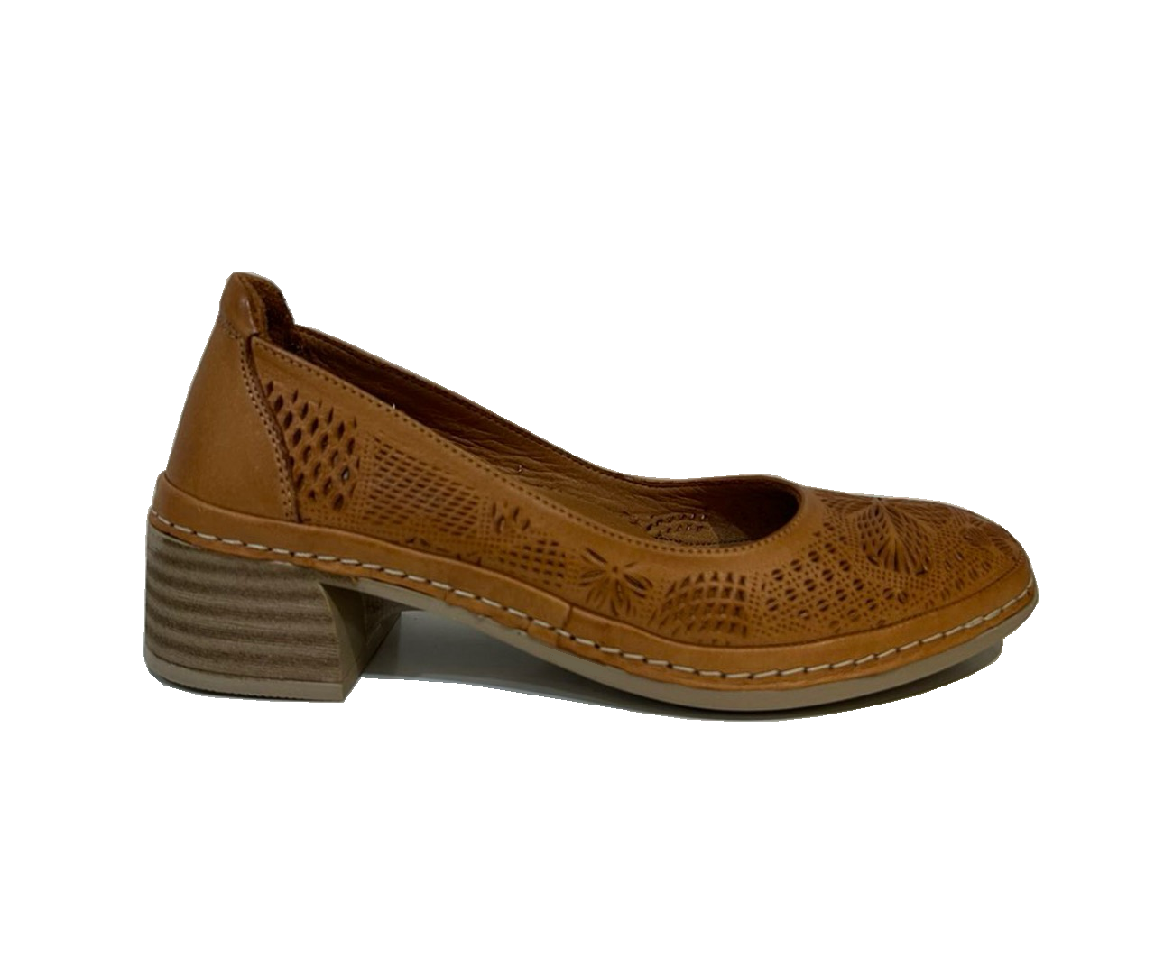 Sala Europe Beryl Coconut Light Tan Perforated Leather Slip On Court Shoe Made In Turkey